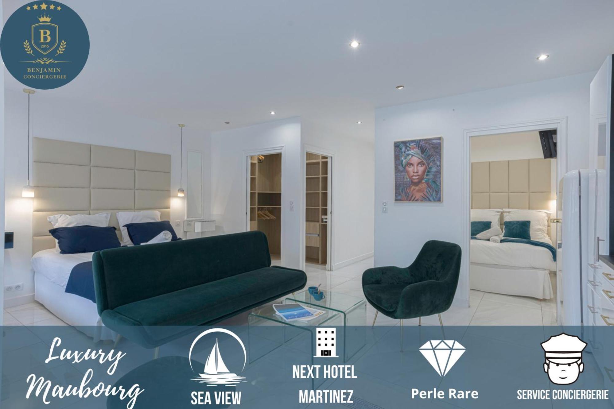 Luxury Maubourg - Vue Mer - Croisette 50M Plage - Clim - Terrasse Cannes Kültér fotó