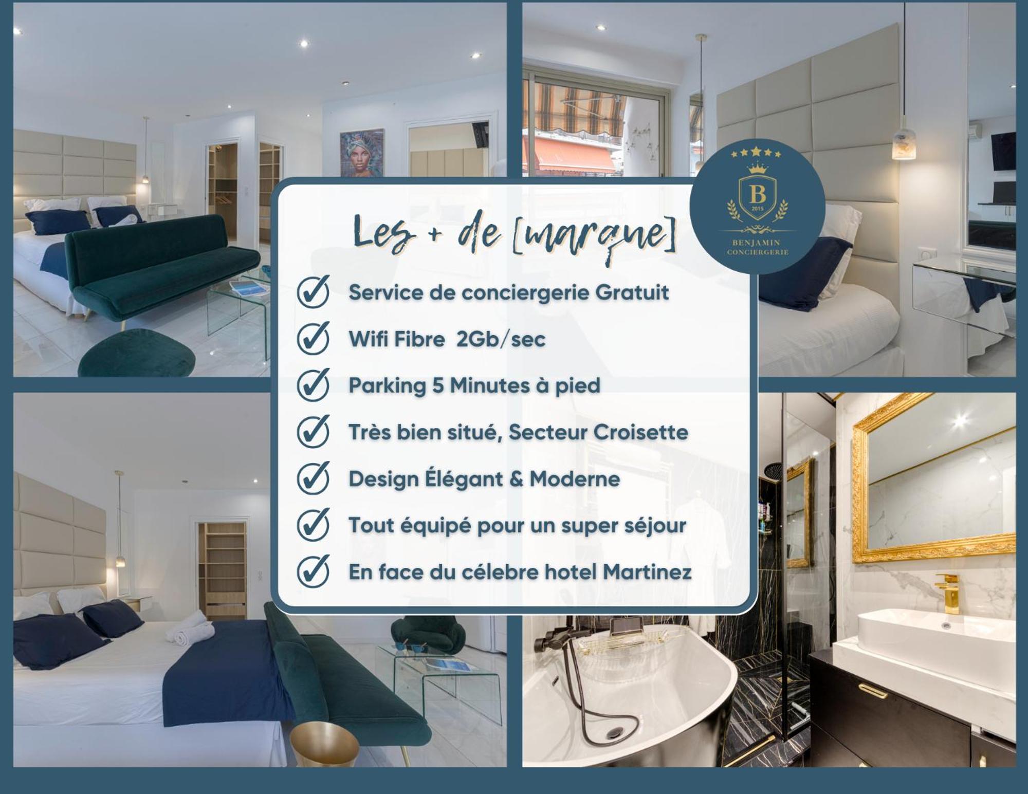 Luxury Maubourg - Vue Mer - Croisette 50M Plage - Clim - Terrasse Cannes Kültér fotó